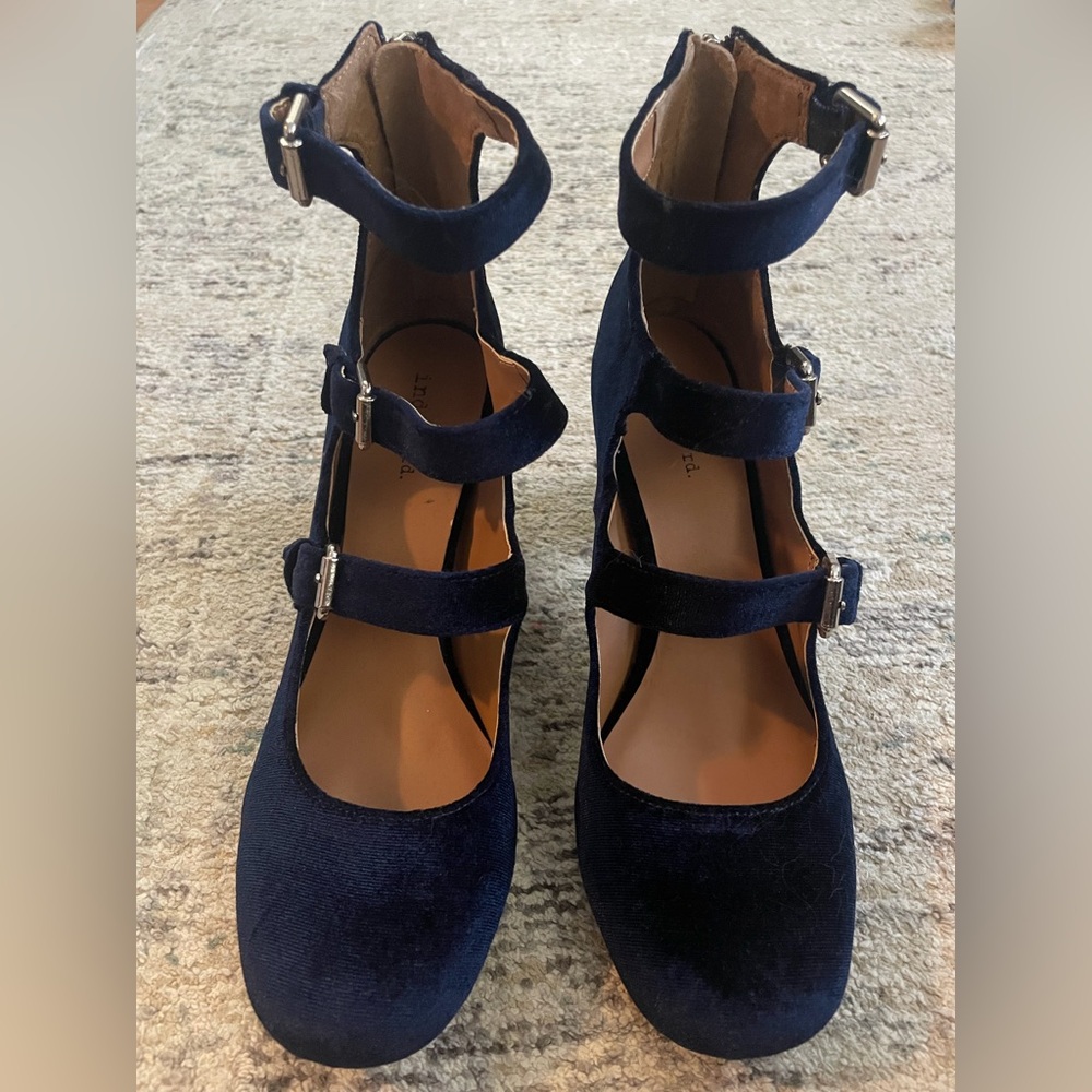 Blue Velvet Strappy Heels - Picture 2 of 4
